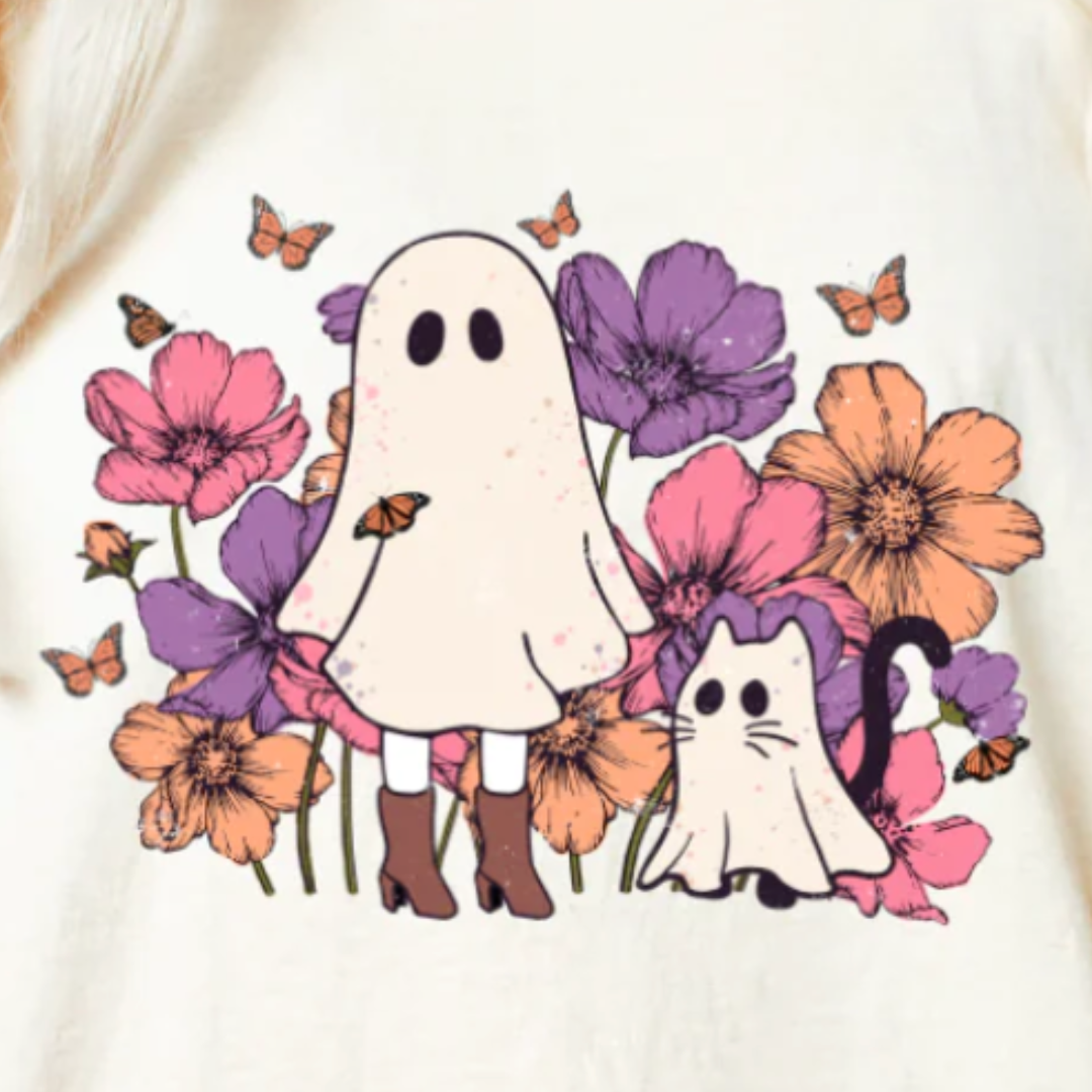 Floral Ghost with Cat