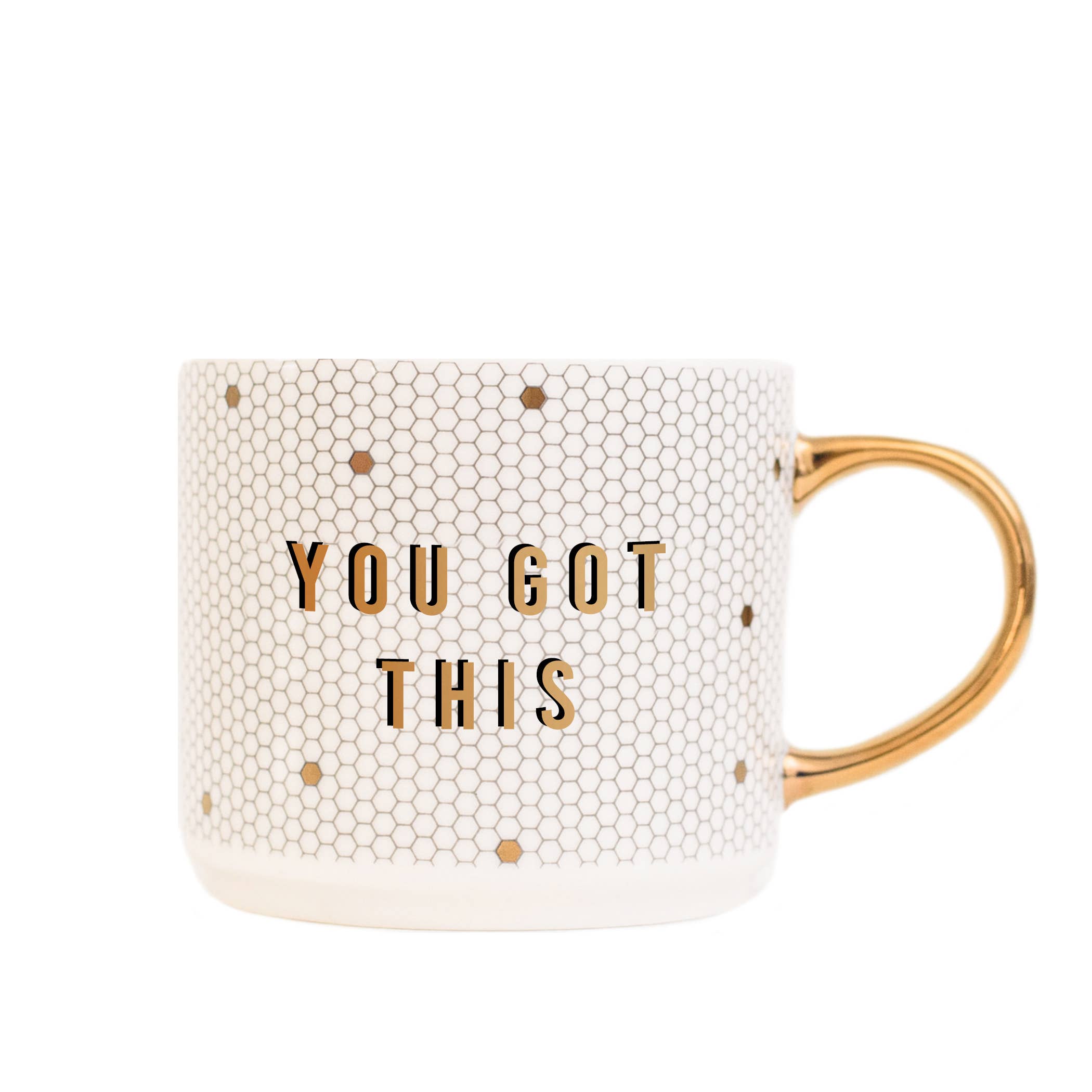 You Got This - Gold, White Honeycomb Tile Coffee Mug - 17 oz